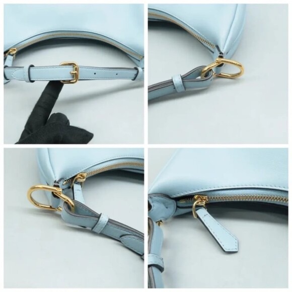 100% Authentic FENDI Fendigraphy Blue Leather Shoulder Bag 2007-071224 - Picture 7 of 12